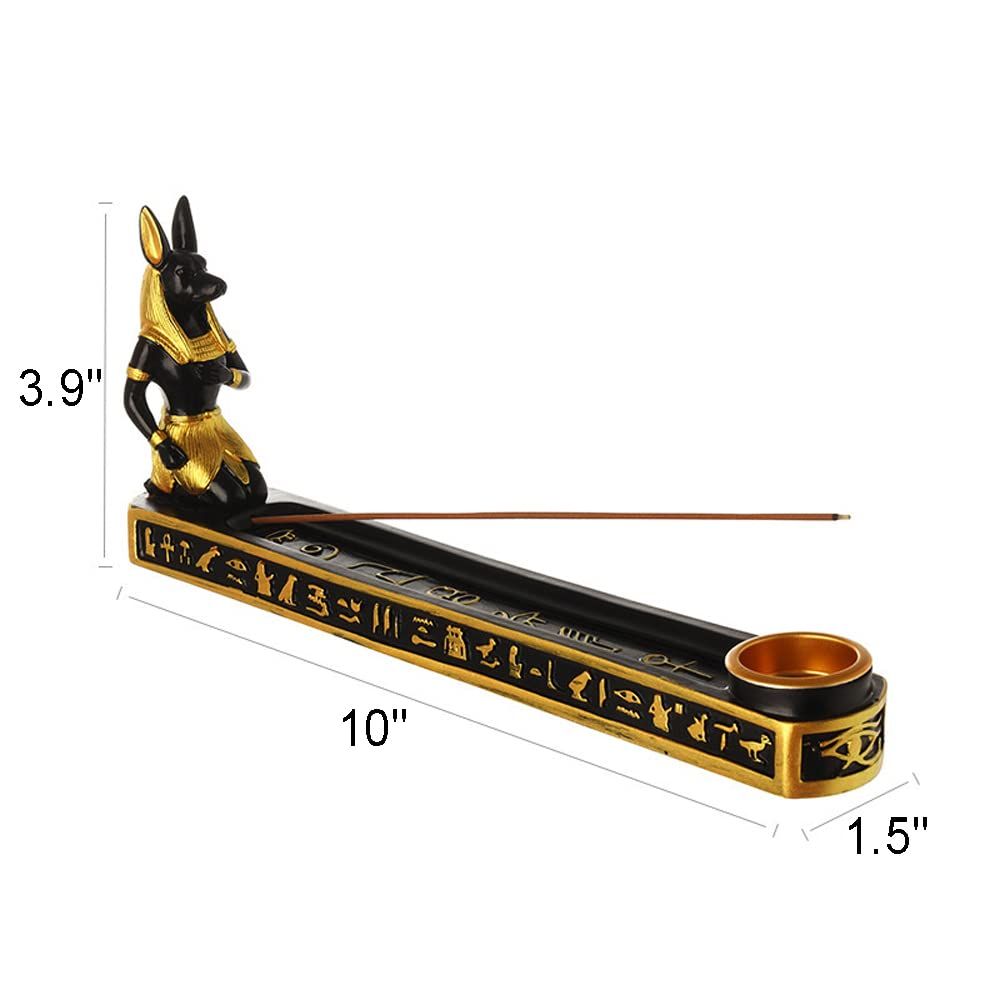 Incense Holder for Sticks, Egyptian Cone Incense Burner with Ash Catcher, Incense Tray for Sticks, 10 Inch