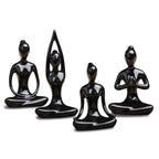 Lot of 4 Meditation Yoga Pose Statue Figurine Ceramic Yoga Figure Set Decor - Black which are beautiful and make a great home decor.