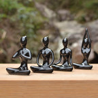 Lot of 4 Meditation Yoga Pose Statue Figurine Ceramic Yoga Figure Set Decor - Black which are beautiful and make a great home decor.