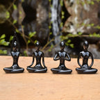 Lot of 4 Meditation Yoga Pose Statue Figurine Ceramic Yoga Figure Set Decor - Black which are beautiful and make a great home decor.