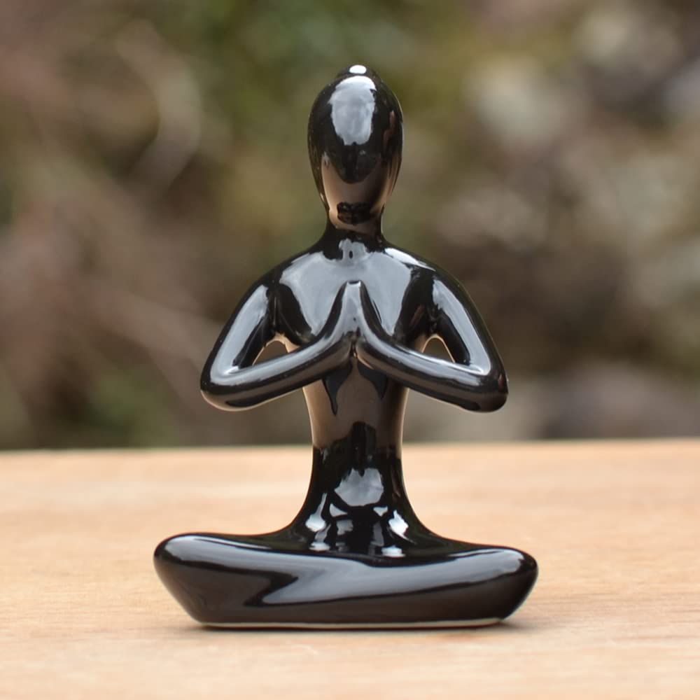 Lot of 4 Meditation Yoga Pose Statue Figurine Ceramic Yoga Figure Set Decor - Black which are beautiful and make a great home decor.