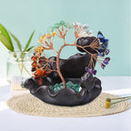 Incense Burner Stress Relief Incense Burner Faux Crystal Tree Backflow Incense Holder for Home Meditation Room Decorations