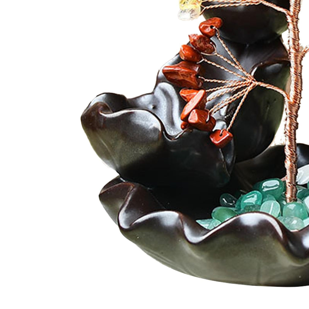 Incense Burner Stress Relief Incense Burner Faux Crystal Tree Backflow Incense Holder for Home Meditation Room Decorations