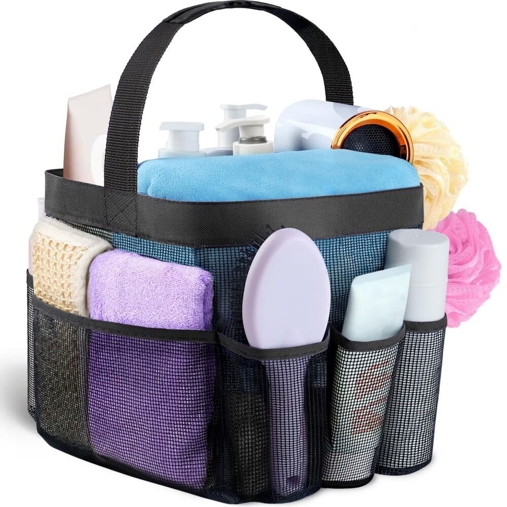 Mesh Shower Caddy Portable for College Dorm Room Essentials with 8 Pockets,Hanging Shower Caddy Dorm Basket,Quick Dry Shower Bag for Bathroom Main image