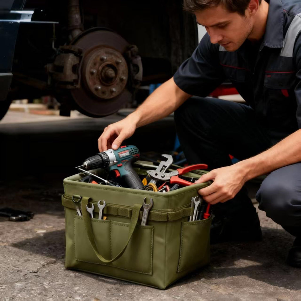 Car trunk storage, multifunctional storage toolbox, heavy-duty tool storage bag, multi pocket foldable storage, portable and portable