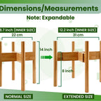 Tall Plant Stand  Fixed Size Raised Bamboo Plant Stand for Indoor Pots (Not Included) - Modern Flower Pot Holder with Plug In Design - Easy to Assemble - Bamboo（Only flower racks）
