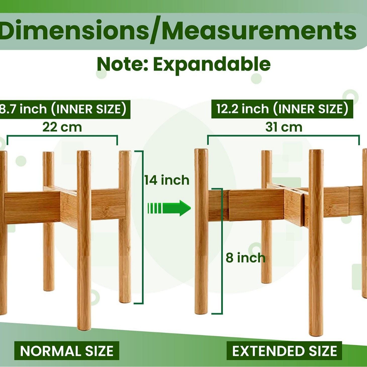 Tall Plant Stand  Fixed Size Raised Bamboo Plant Stand for Indoor Pots (Not Included) - Modern Flower Pot Holder with Plug In Design - Easy to Assemble - Bamboo（Only flower racks）