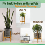 Tall Plant Stand  Fixed Size Raised Bamboo Plant Stand for Indoor Pots (Not Included) - Modern Flower Pot Holder with Plug In Design - Easy to Assemble - Bamboo（Only flower racks）