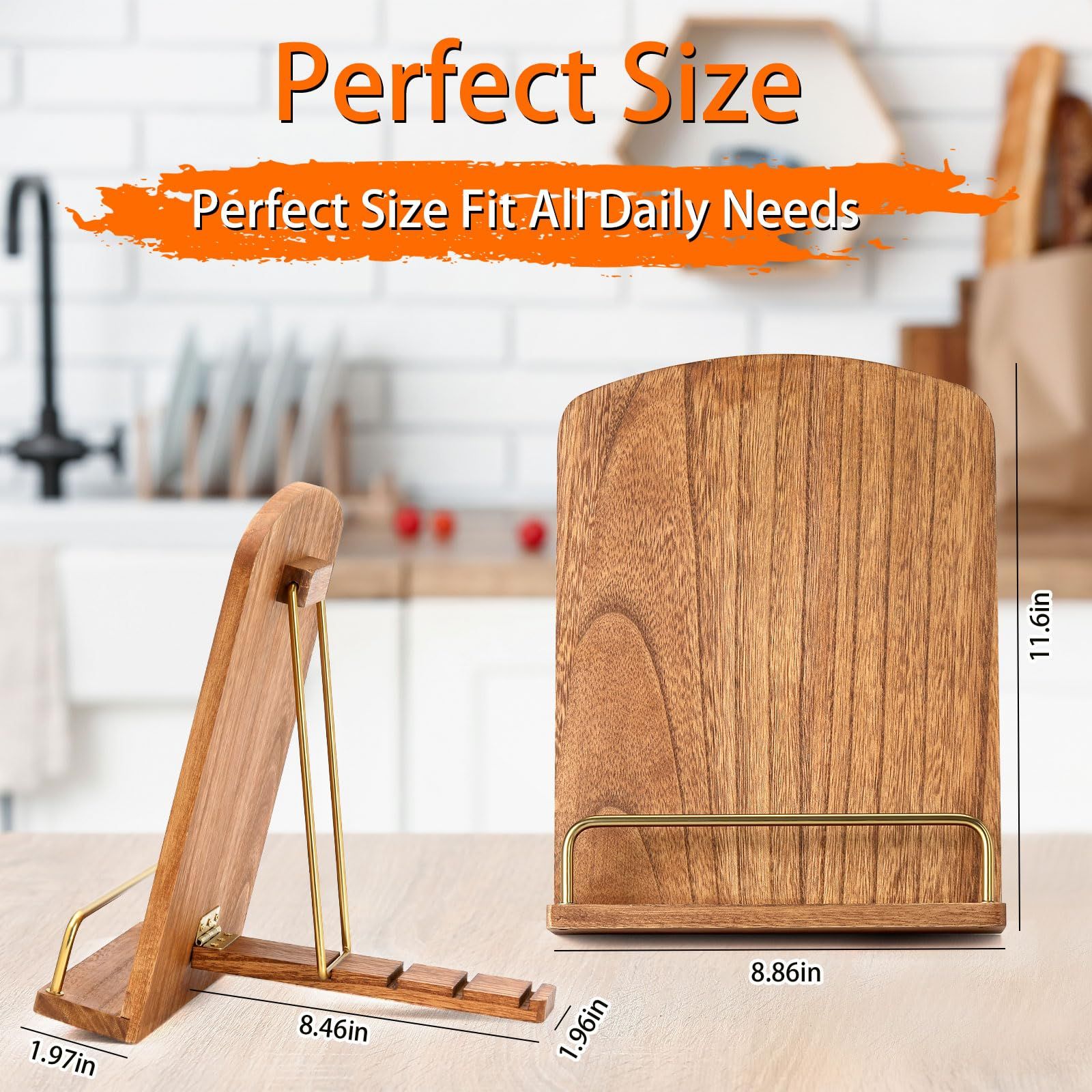 Beautiful Cookbook Stand for Your Kitchen Counter - Solid Wood Stand Easily Keeps Cook or Recipe Books Open for Convenient Cooking -