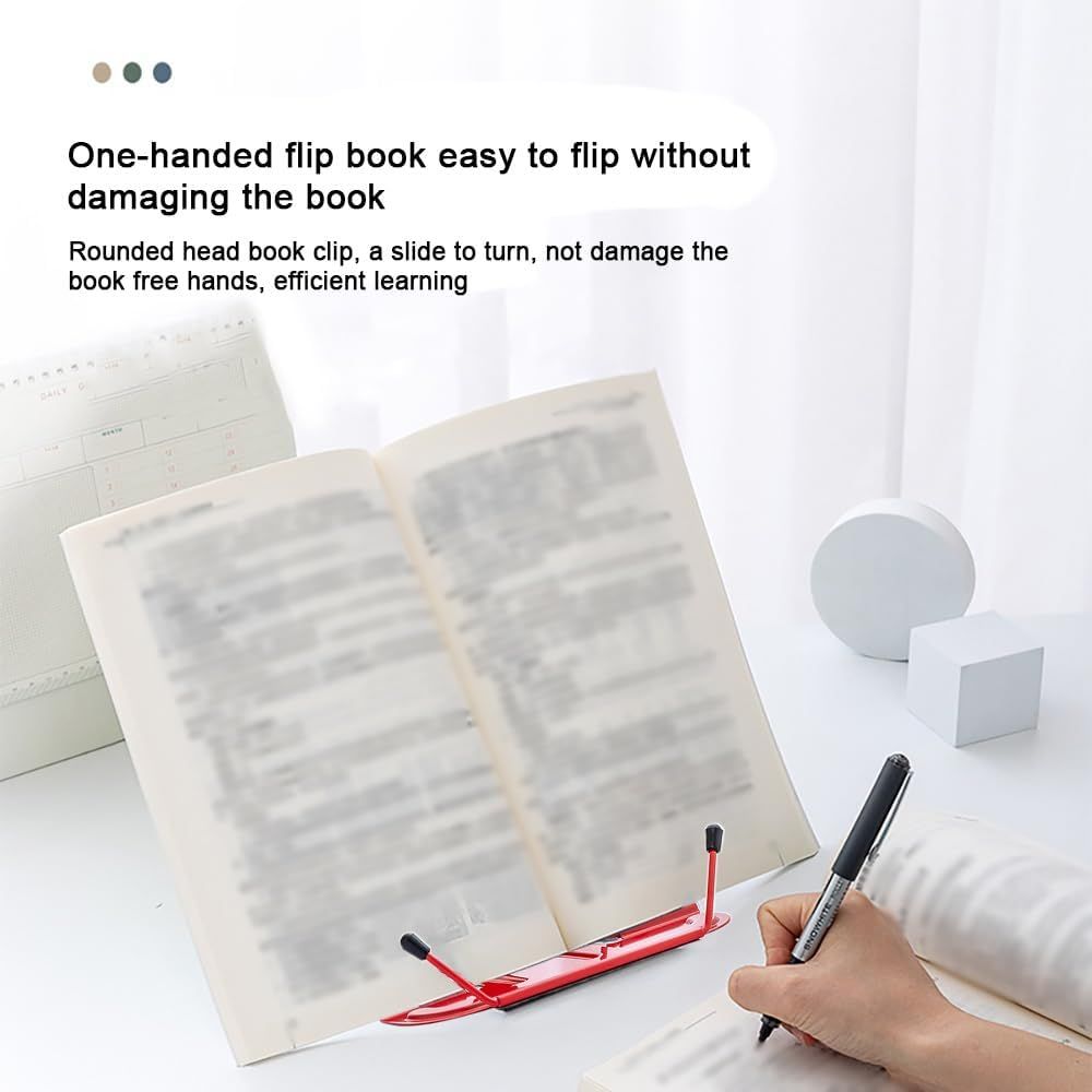 File Sorters Portable Book Holder Adjustable Reading Rest Recipe Cookbook Stand Cell Phone Stand for Cookbook Textbook Tablet Holder ( Red)