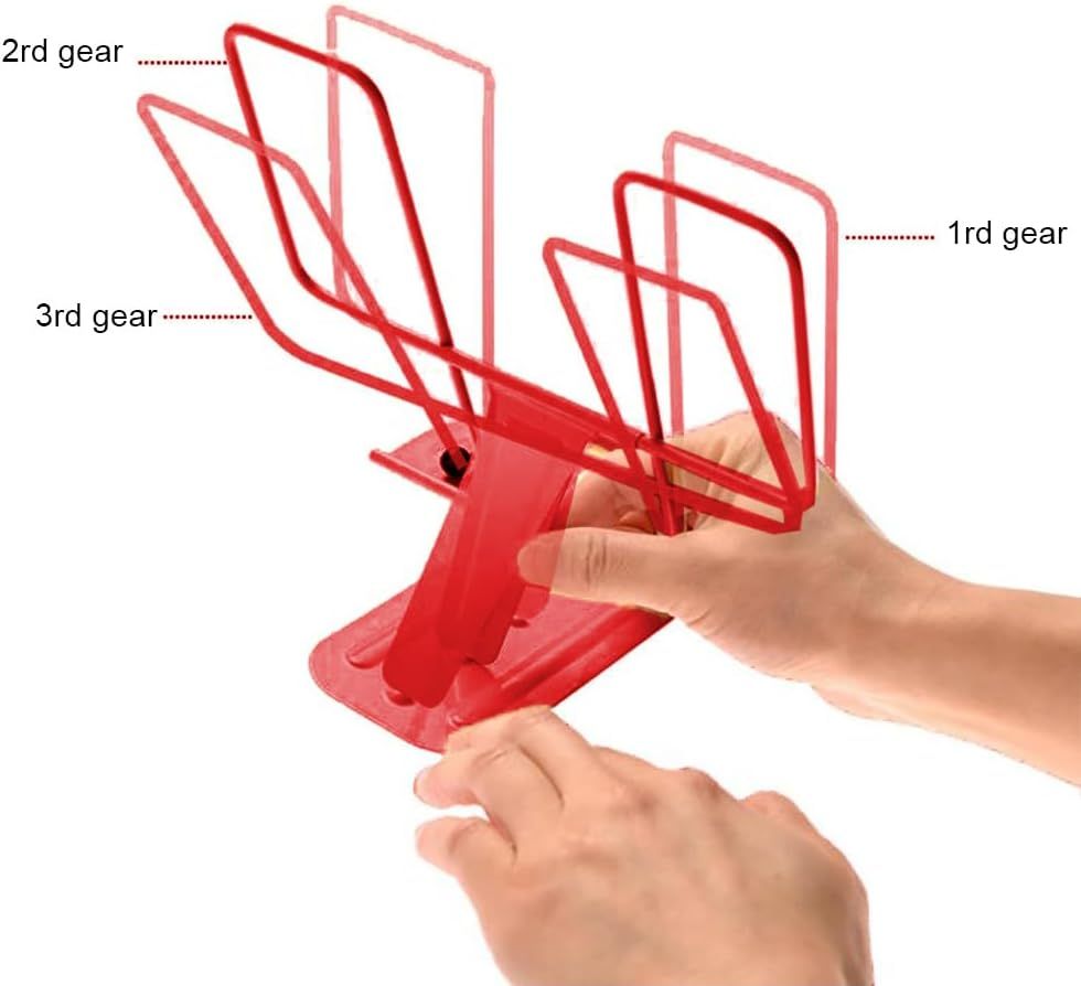 File Sorters Portable Book Holder Adjustable Reading Rest Recipe Cookbook Stand Cell Phone Stand for Cookbook Textbook Tablet Holder ( Red)