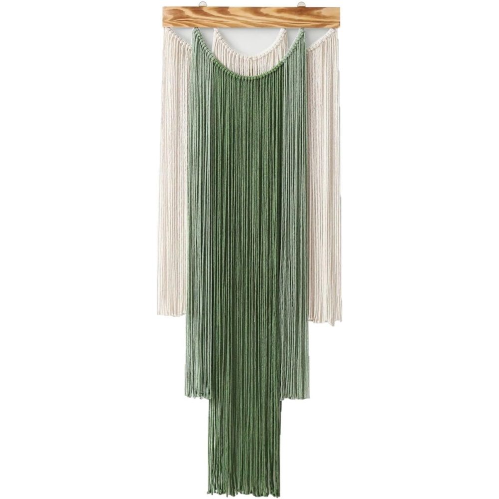 Wall Hanging Boho Wall Decor Green and Beige Yarn Wall Art for Living Room Bedroom Office Nursery Apartment Yoga Room Decor,（ Green ）
