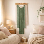 Wall Hanging Boho Wall Decor Green and Beige Yarn Wall Art for Living Room Bedroom Office Nursery Apartment Yoga Room Decor,（ Green ）