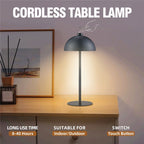 Black Dimmable Cordless USB-C Rechargeable Table Lamp, Cordless Desk Lamp for Living Room, Bedroom, Coffee Table, and Other Cozy Home Decor
