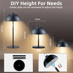 Black Dimmable Cordless USB-C Rechargeable Table Lamp, Cordless Desk Lamp for Living Room, Bedroom, Coffee Table, and Other Cozy Home Decor