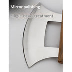 Pizza Cutter 5.1 Inch Chef Knife Handle Wood Grip Sharp Rocker Slicer Stainless Steel Blade Salad Onion Vegetable Chopper with Holder Base Gifts