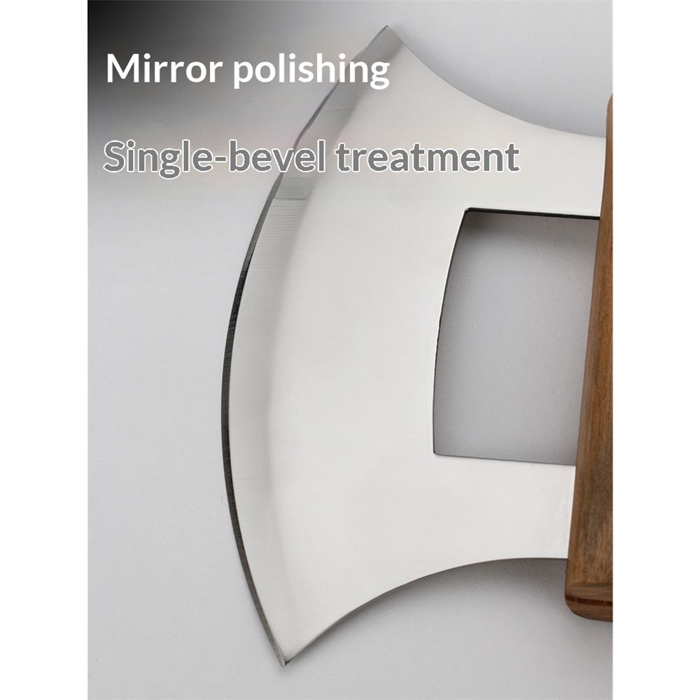 Pizza Cutter 5.1 Inch Chef Knife Handle Wood Grip Sharp Rocker Slicer Stainless Steel Blade Salad Onion Vegetable Chopper with Holder Base Gifts