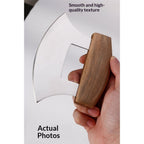 Pizza Cutter 5.1 Inch Chef Knife Handle Wood Grip Sharp Rocker Slicer Stainless Steel Blade Salad Onion Vegetable Chopper with Holder Base Gifts