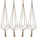 4 pack Hemp Rope Plant Hanger Hanging Planter 47.2 Inch for Plant Pot, Without Pot and Plant (Light Brown-Hemp)