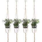 4 pack Hemp Rope Plant Hanger Hanging Planter 47.2 Inch for Plant Pot, Without Pot and Plant (Light Brown-Hemp)