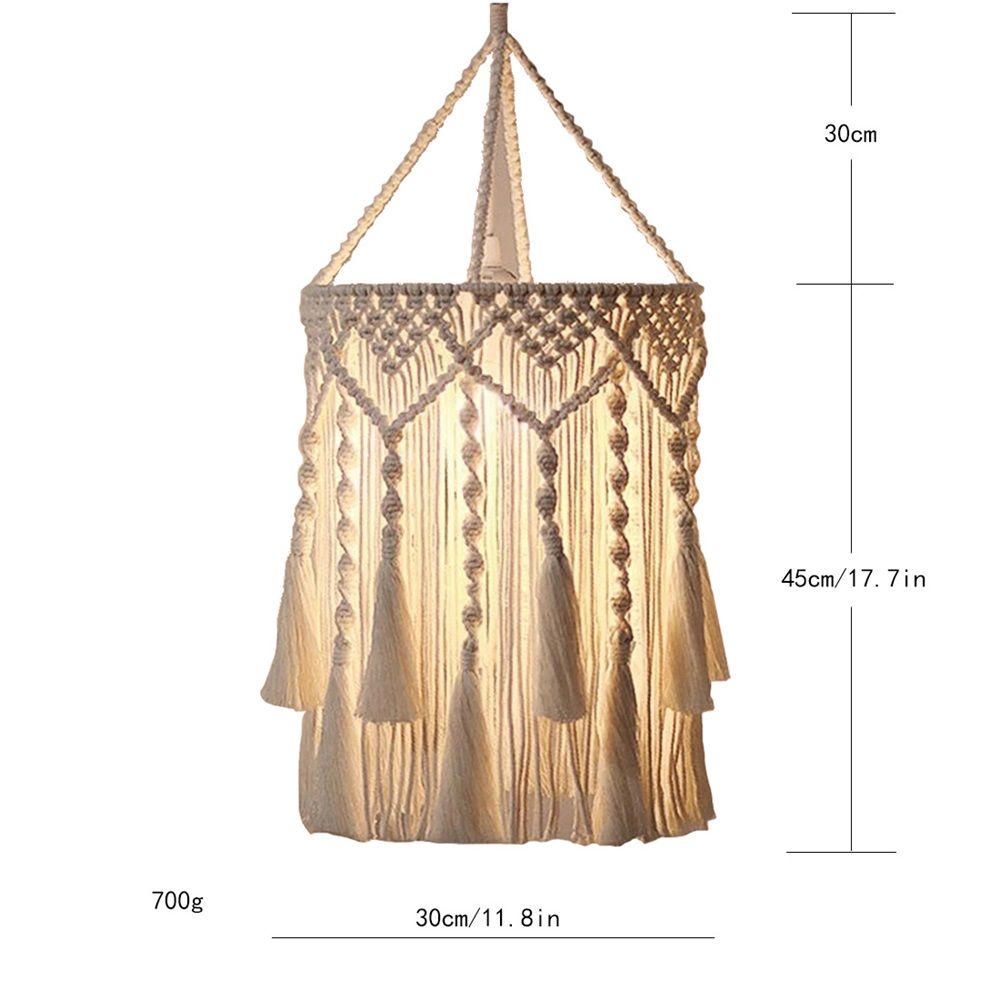 Boho Lamp Shade,Boho Hanging Lamp Handmade Lamp Shade Plug in Pendant Light,Bohemian Hanging Lights for Boho Bedroom Decor Living Room (Only lampshade)