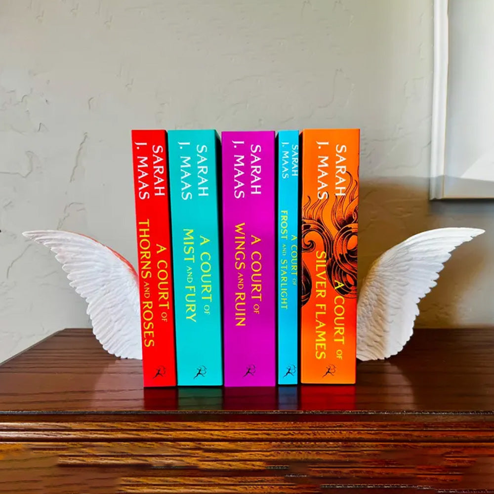Angel Wings Bookends – 3D Printed Book Holder, Fantasy & Gothic Bookshelf Decor, Fae-Inspired Gift for Book Lovers Main image