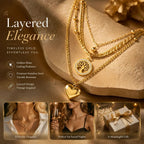 Elegant Vintage Layered Double Chain Necklace, Minimal Luxury Dainty Gold Plated Stainless Steel Jewellery