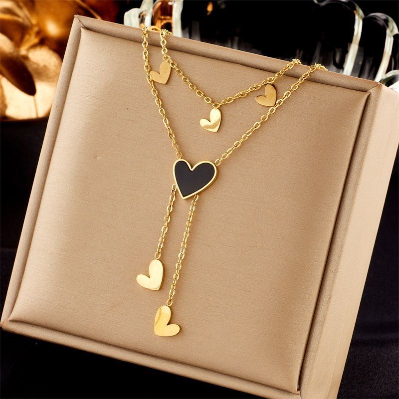 Premium Retro Layered Double Chain, Elegant Minimal Luxury Gold Dipped Stainless Steel Party Jewellery