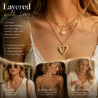 Antique Style Retro Layered Necklace, Light Luxury Gold Coated Stainless Steel All-Match Jewellery