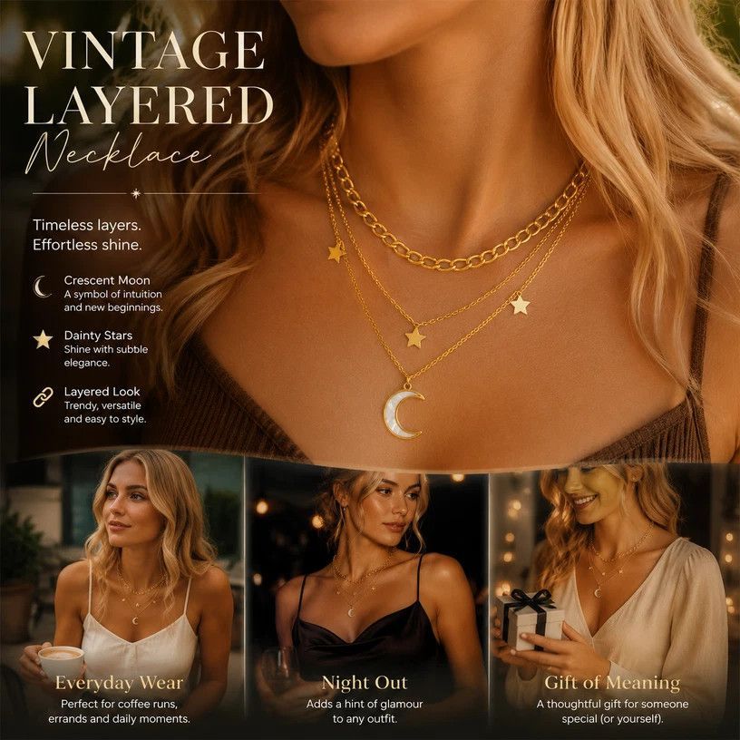 Modern Vintage Dual Layer Stack Chain, Exclusive Dainty Gold Plated Stainless Steel Date Night Jewellery Main image