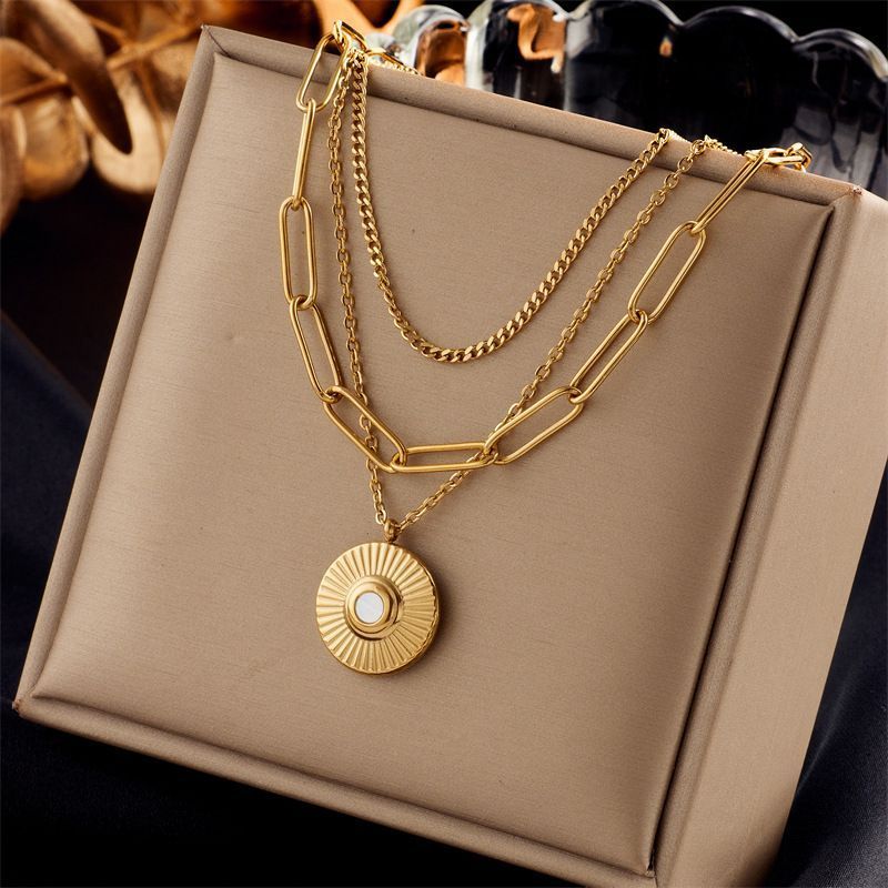 Soft Chic Vintage Two Layer Stack Chain, Elegant Understated Gold Plated Stainless Steel Gift Jewellery