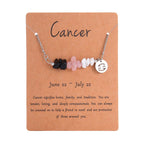 Zodiac Sign Chip Stone Necklace,Stainless Steel Irregular Natural Crystal Pendant,Cancer Themed Jewellery,Ideal for Christmas Halloween Party Wear & Holiday Gift