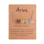 Aries Zodiac Irregular Crystal Chip Necklace,Stainless Steel Natural Stone Pendant,Fashion Constellation Jewellery for Christmas Halloween Party Favor & Gift