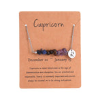Capricorn Constellation Irregular Crystal Necklace,Stainless Steel Natural Chip Stone Pendant,Zodiac Themed Jewellery for Christmas Halloween Party & Gifting
