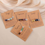Libra Constellation Natural Chip Stone Necklace,Stainless Steel Irregular Pendant,Zodiac Sign Jewellery for Christmas Halloween Dress‑up & Daily Present