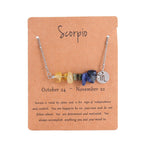 Scorpio Zodiac Irregular Natural Crystal Necklace,Stainless Steel Chip Stone Pendant,Constellation Jewellery for Christmas Halloween Costume & Gift Giving