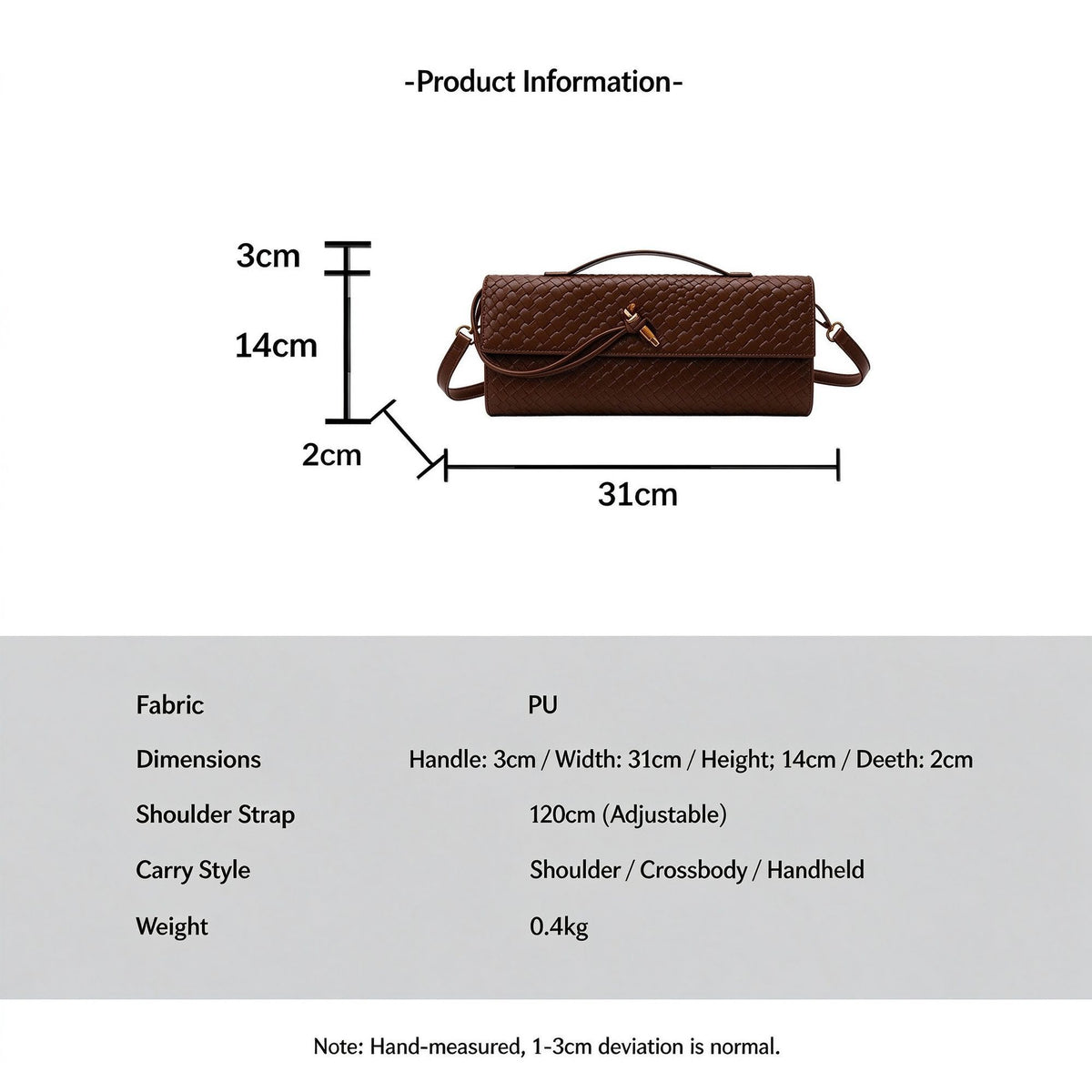 Woven Women Bag French Stick Bag Evening Organ Bag, Fashion Clutch Shoulder Crossbody Bag, Christmas Party Gift, White