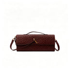 Woven Women Bag French Stick Bag Evening Organ Bag, Fashion Clutch Shoulder Crossbody Bag, Halloween Party Gift, Wine Red
