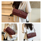 Woven Women Bag French Stick Bag Evening Organ Bag, Fashion Clutch Shoulder Crossbody Bag, Halloween Party Gift, Wine Red