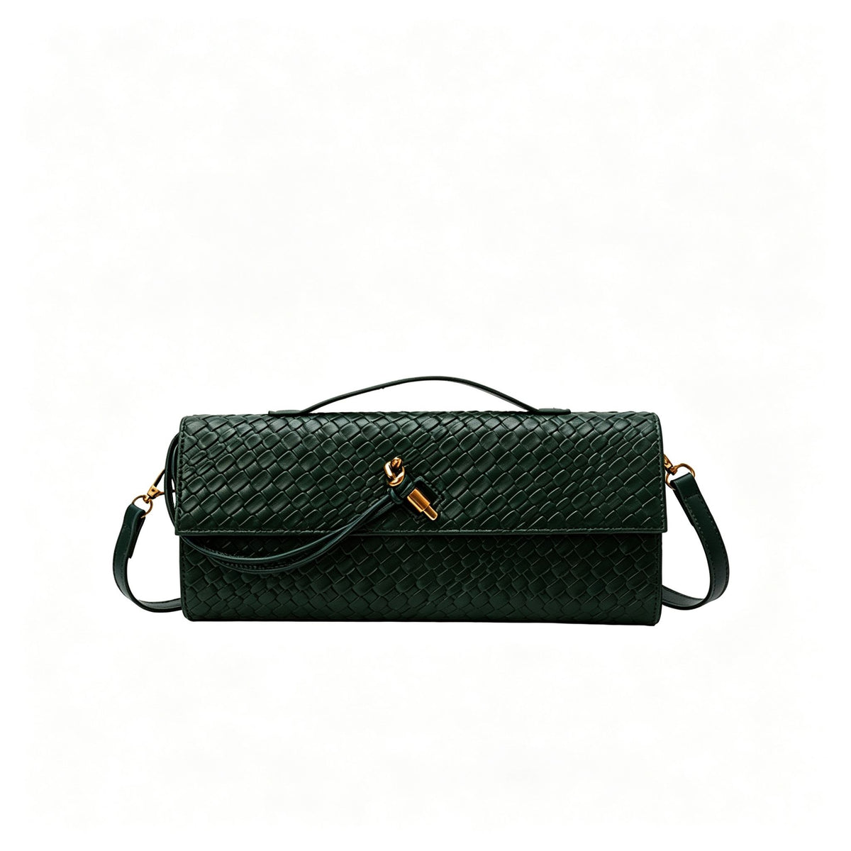 Woven Women Bag French Stick Bag Evening Organ Bag, Fashion Clutch Shoulder Crossbody Bag, Holiday Daily Use, Green Main image