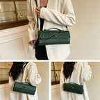 Woven Women Bag French Stick Bag Evening Organ Bag, Fashion Clutch Shoulder Crossbody Bag, Holiday Daily Use, Green