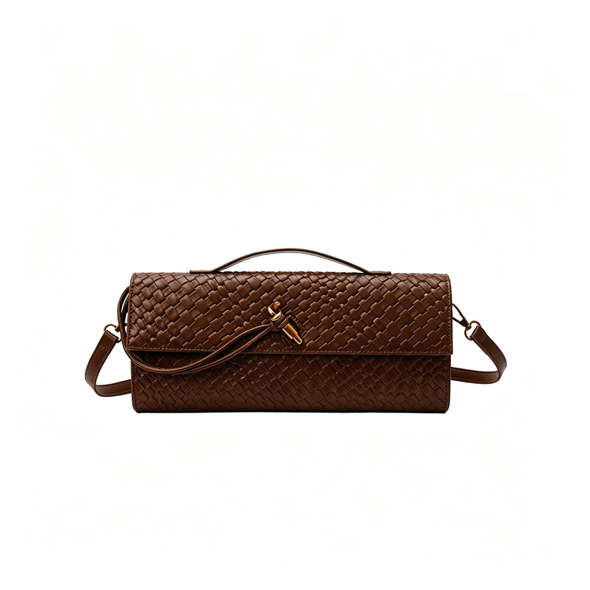 Woven Women Bag French Stick Bag Evening Organ Bag, Fashion Clutch Shoulder Crossbody Bag, Christmas Dating Gift, Coffee Main image