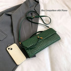 Woven Women Bag French Stick Bag Evening Organ Bag, Fashion Clutch Shoulder Crossbody Bag, Christmas Dating Gift, Coffee