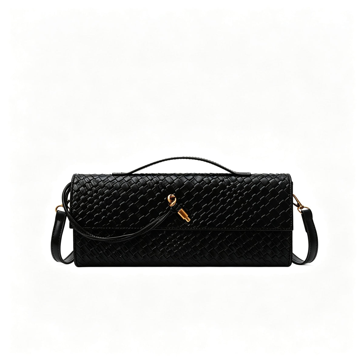 Woven Women Bag French Stick Bag Evening Organ Bag, Fashion Clutch Shoulder Crossbody Bag, Halloween Travel Accessory, Black Main image
