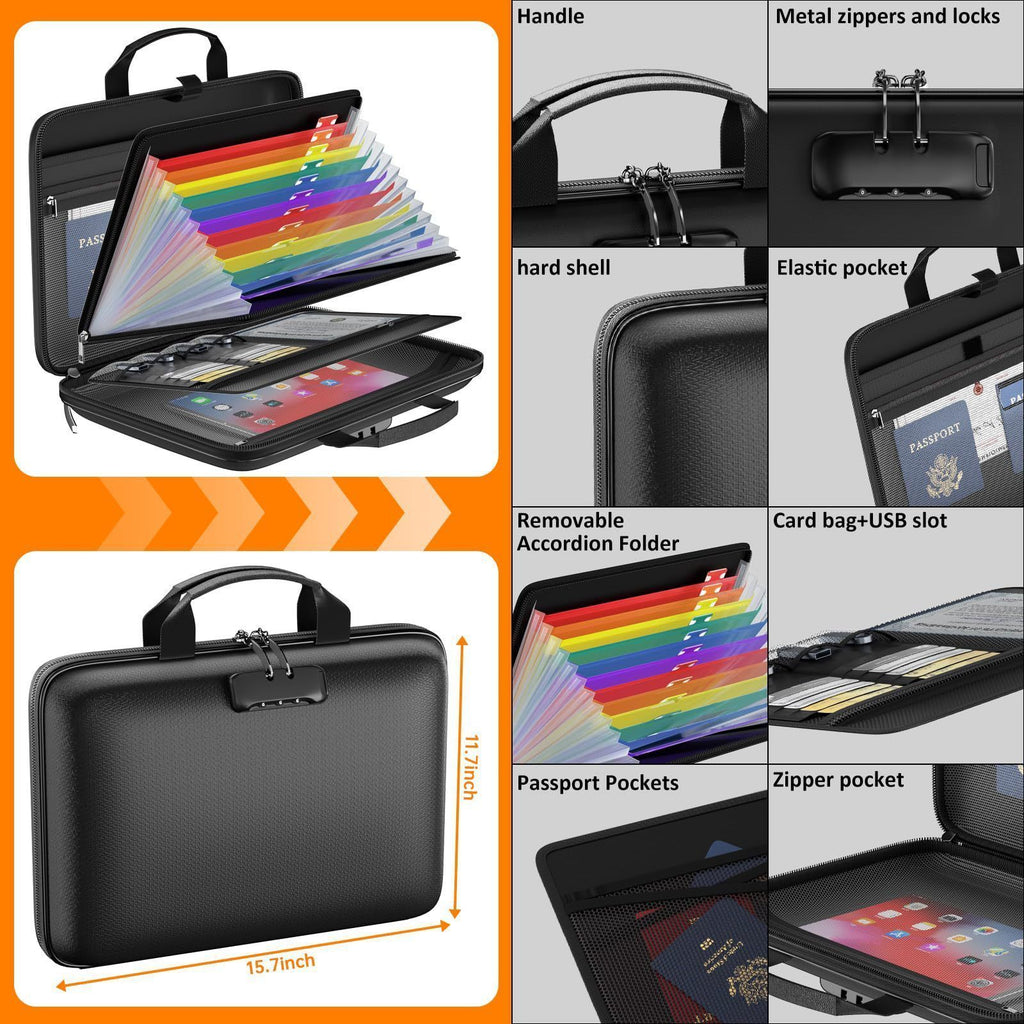 EVA Fireproof Transparent Expanding File Folder Portable A4 Document Organizer, Halloween Home Office Supply, 38x28x9