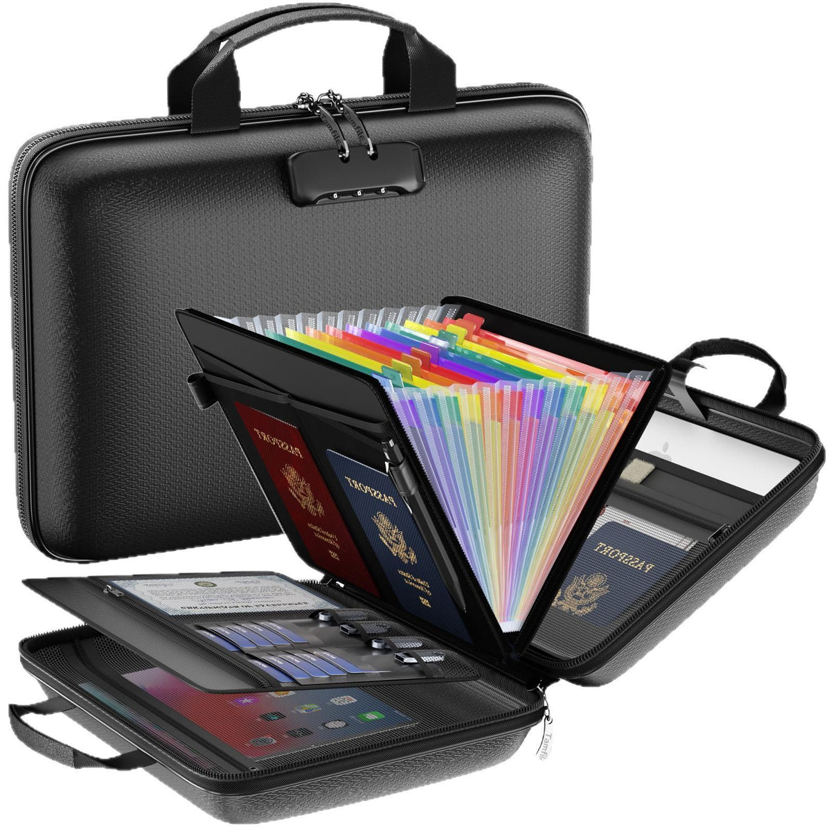 EVA Fireproof Color Expanding File Folder Portable A4 Handheld Document Organizer, Holiday Business Gift, 38x28x9 Main image