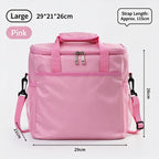 Thick Aluminum Foil Thermal Lunch Tote Bag, Water‑Resistant Handheld Meal Container Pouch, Spacious Large Capacity For Outdoor Camping Use, Halloween Office Accessory, Pink Large