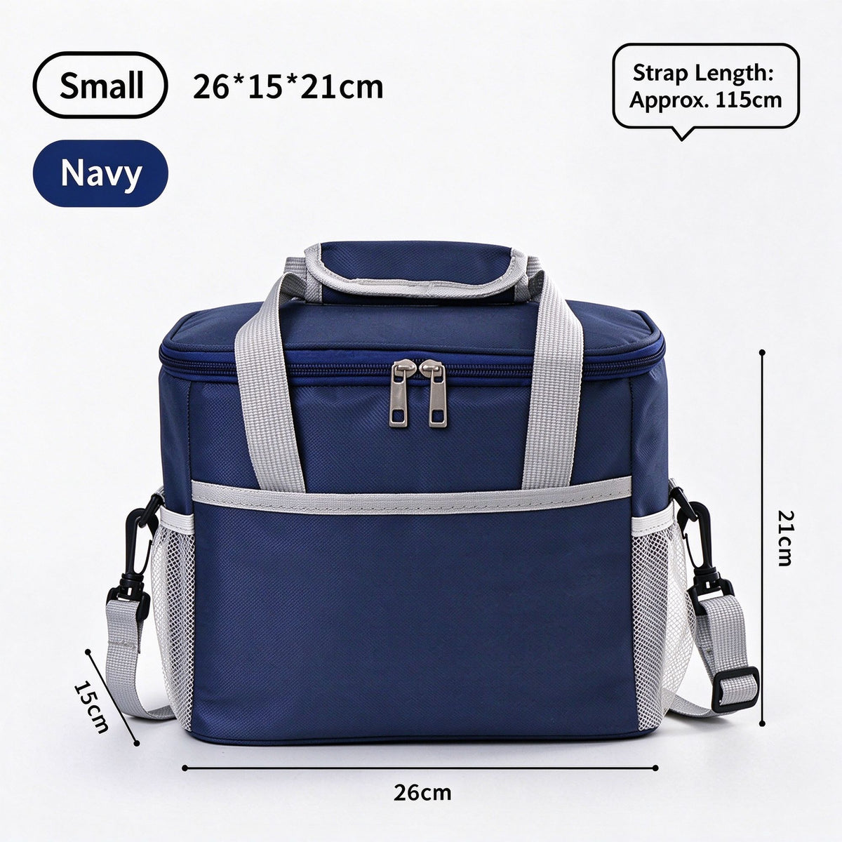 Compact Small‑Size Thermal Lunch Bag With Thick Aluminum Foil Liner, Waterproof Handheld Design For Daily Student School Use, Christmas School Supply Gift, Navy Blue Small Hauptbild