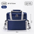 Compact Small‑Size Thermal Lunch Bag With Thick Aluminum Foil Liner, Waterproof Handheld Design For Daily Student School Use, Christmas School Supply Gift, Navy Blue Small
