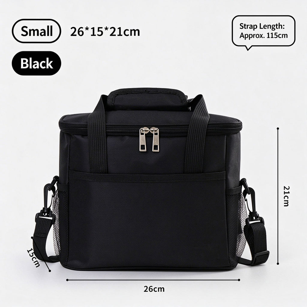 Water‑Resistant Insulated Lunch Tote Pouch, Small Portable Meal Storage Bag For Office Commuter Daily Carry, Halloween Work Daily Supply, Black Small